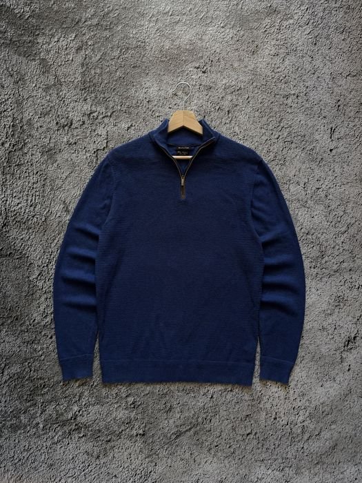 Herren Massimo Dutti Pullover Marineblau 1/3 Zip