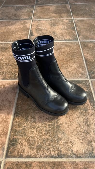 Damen Miu Miu Stiefel Schwarz Leder 36