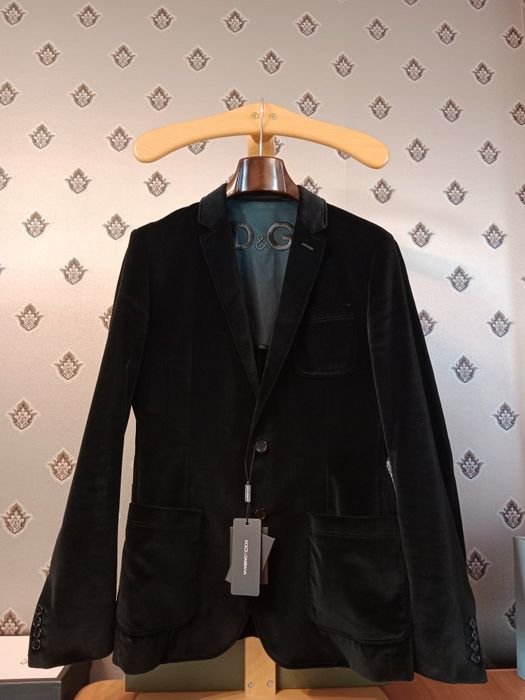 Men Dolce Gabbana Blazer Black Velvet 40