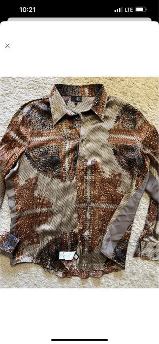 Herren Just Cavalli Hemd Braun Seide 44