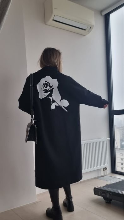 Damen DKNY Mantel Schwarz Wolle 36