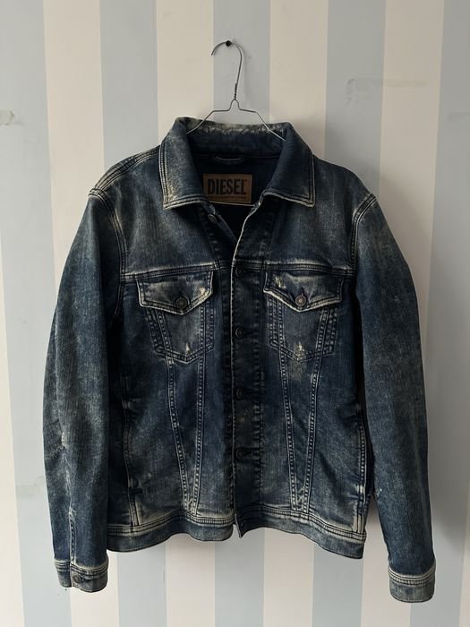 Men Diesel Trucker Jacket Ripped Denim S