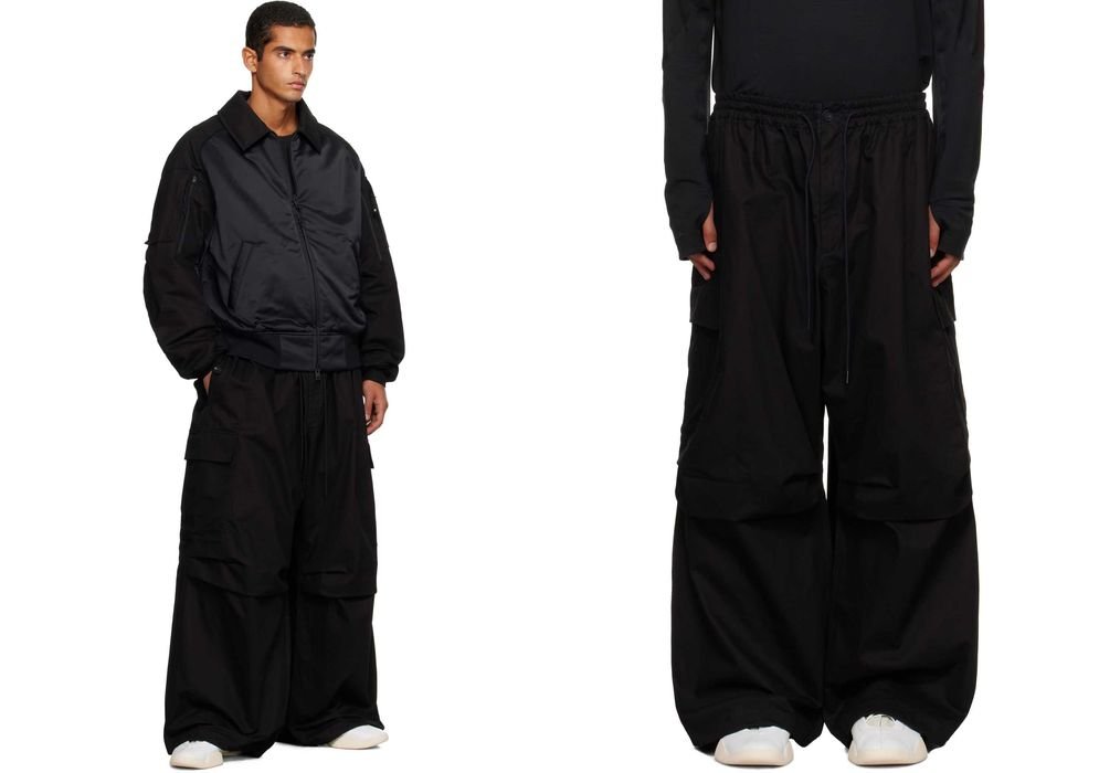 Men Y-3 Cargo Trousers Black