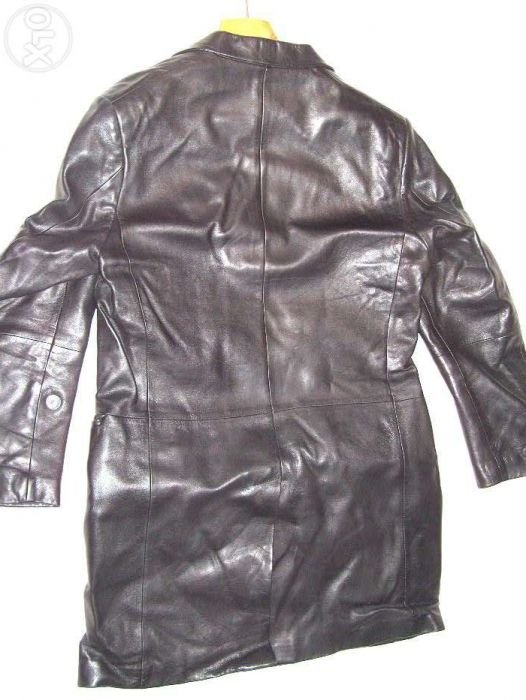 Men Cerruti 1881 Trench Coat Black Leather 50