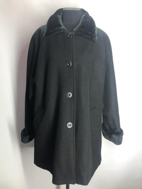 Women Canali Coat Black Wool 44 / XXL / 52