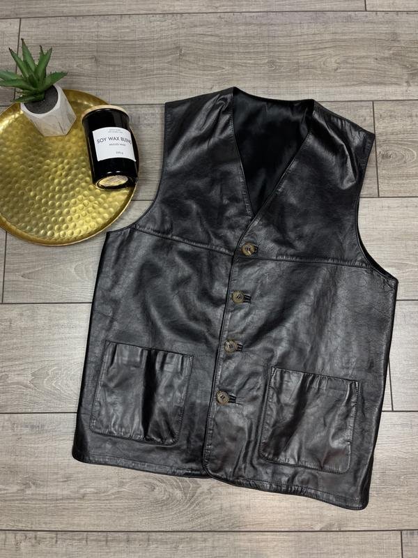 Мужской Bally Жилет Чёрный Кожа 40 /L / 48