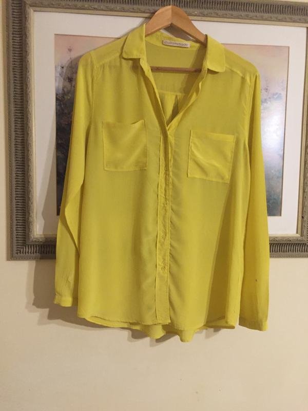 Women Custommade Shirt Yellow Silk 40 / L / 48