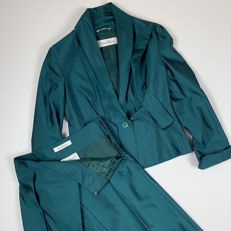 Femme Max Mara Costume Vert Coton 38 / M / 46