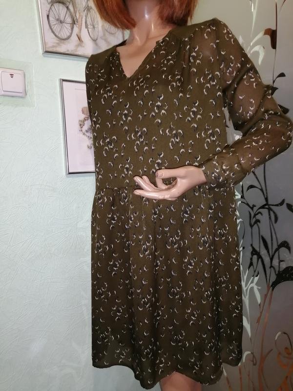 Women Custommade Dress Khaki Silk 36 / S / 44