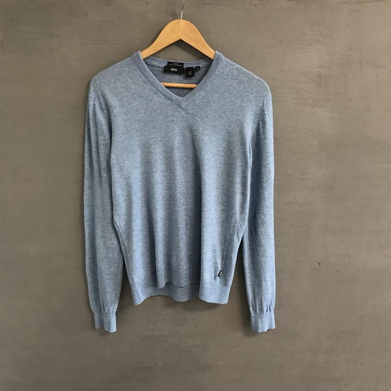 Uomo Hugo Boss Pullover Blu Cotone 38 / M / 46