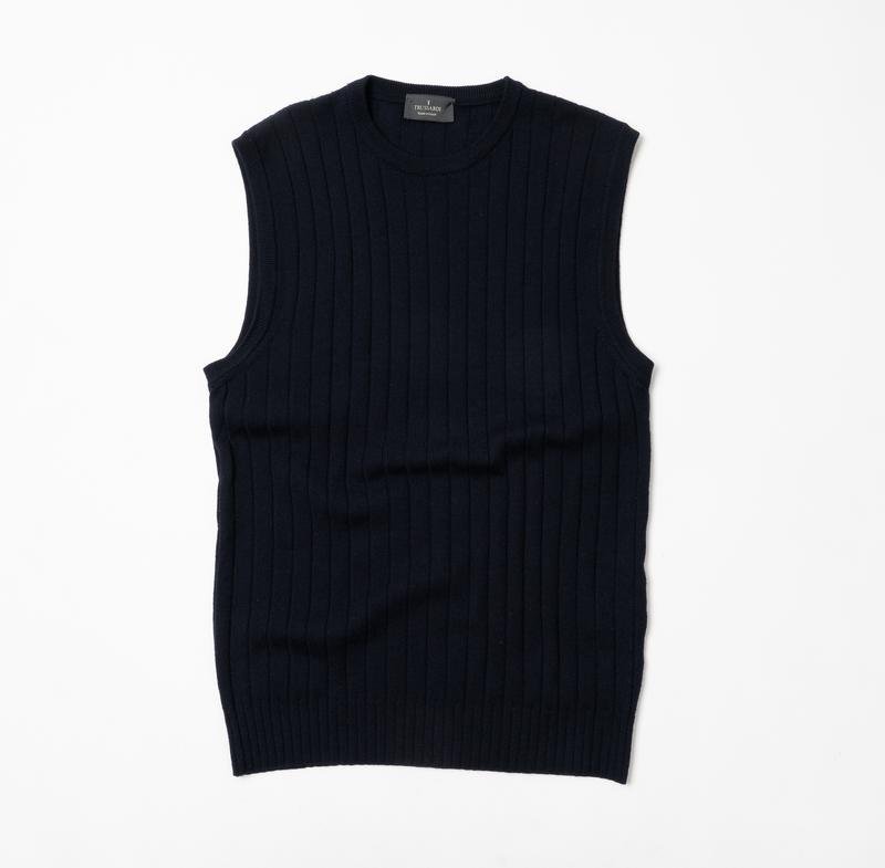 Мужской Trussardi Жилет Тёмно-синий Шерсть 42 / XL