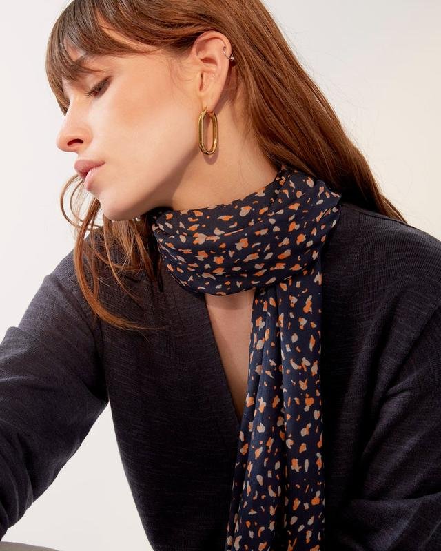 Damen Jigsaw Schal Marineblau Seide