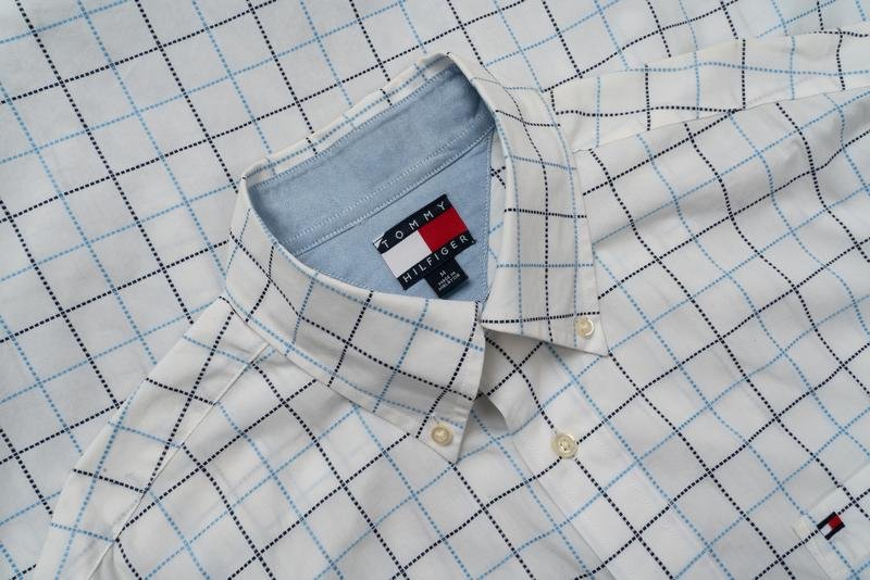 Uomo Tommy Hilfiger Camicia Blu Navy Cotone 38 / M