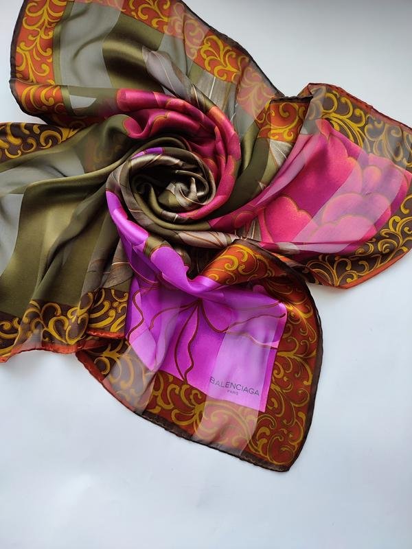 Women Balenciaga Scarf Khaki Silk