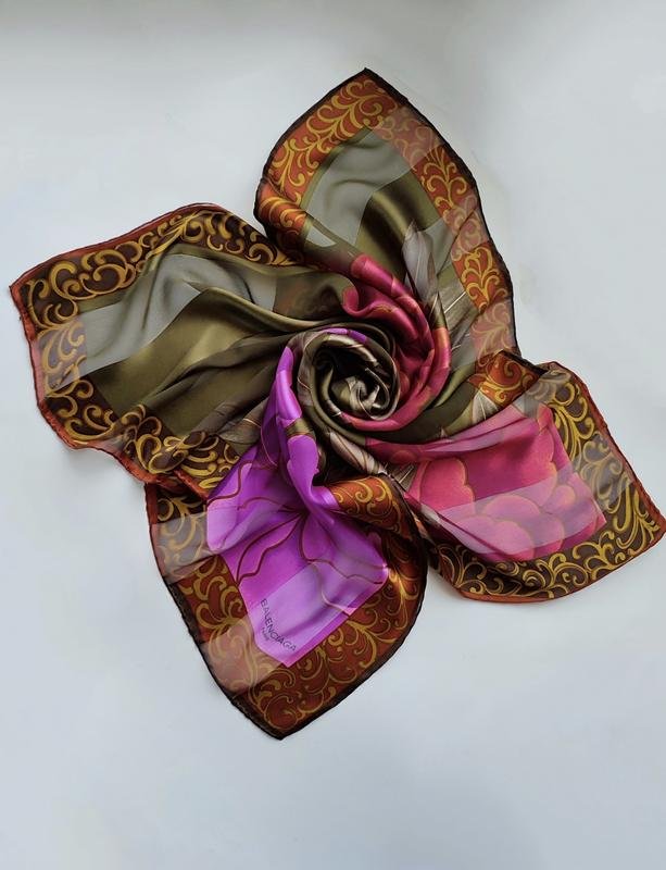 Women Balenciaga Scarf Khaki Silk