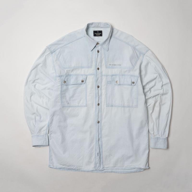 Мужской Trussardi Рубашка Бирюзовый Хлопок 40 /L /