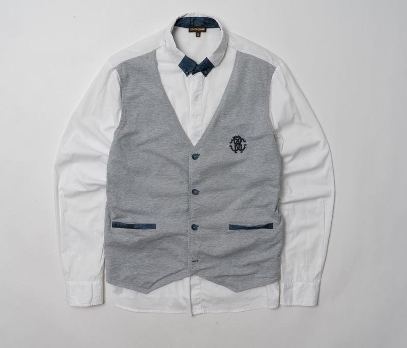 Homme Roberto Cavalli Chemise Grise Coton 38 / M /