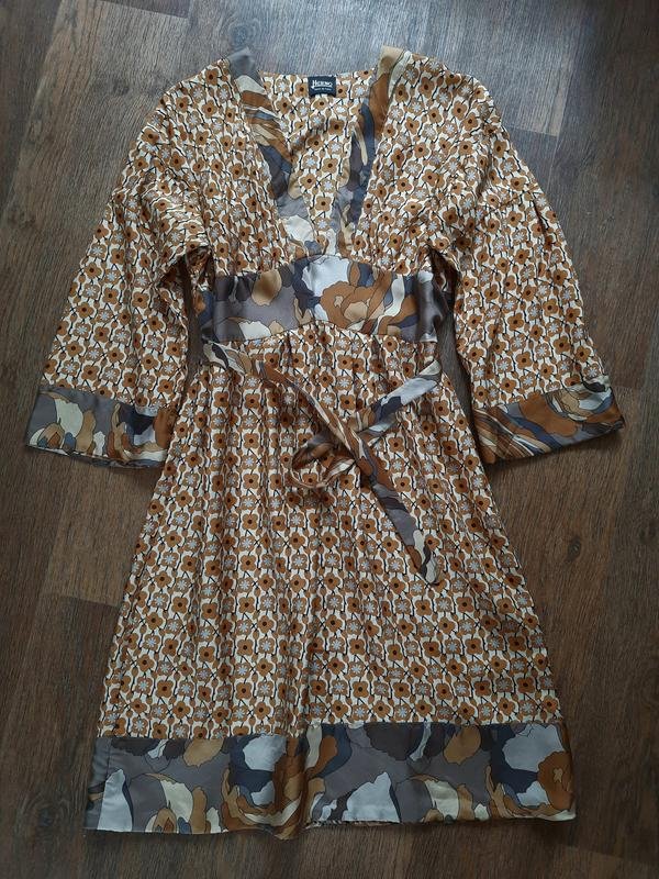 Damen Herno Kleid Braun Seide 36 / S / 44