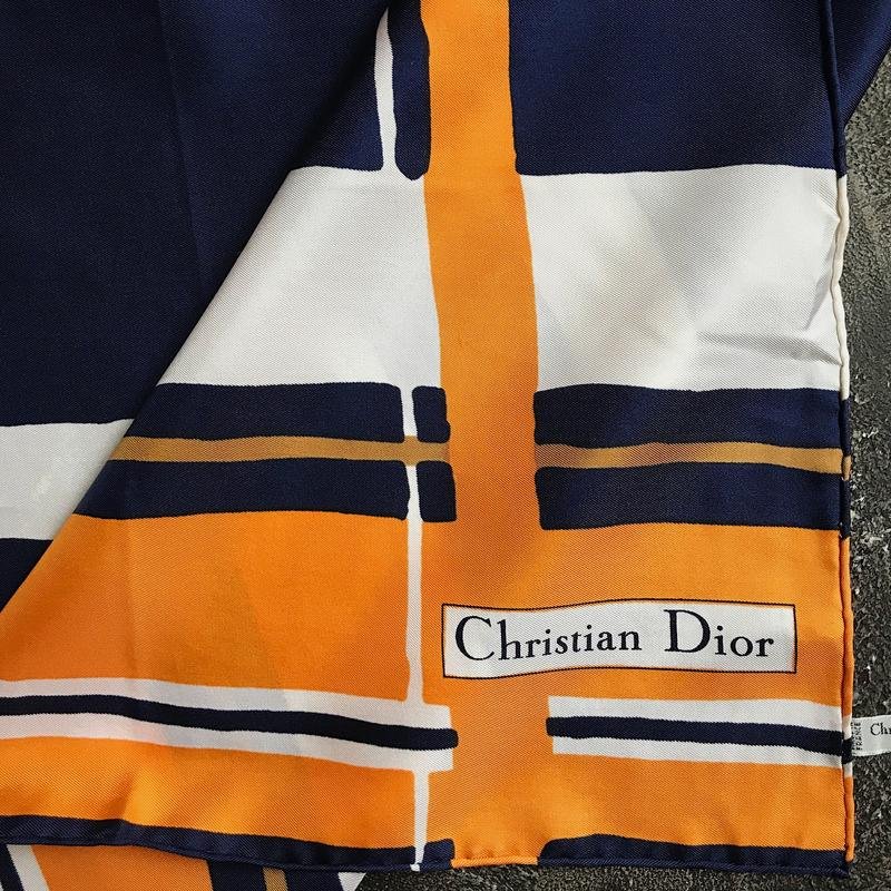Donna Christian Dior Sciarpa Arancione Seta Taglia