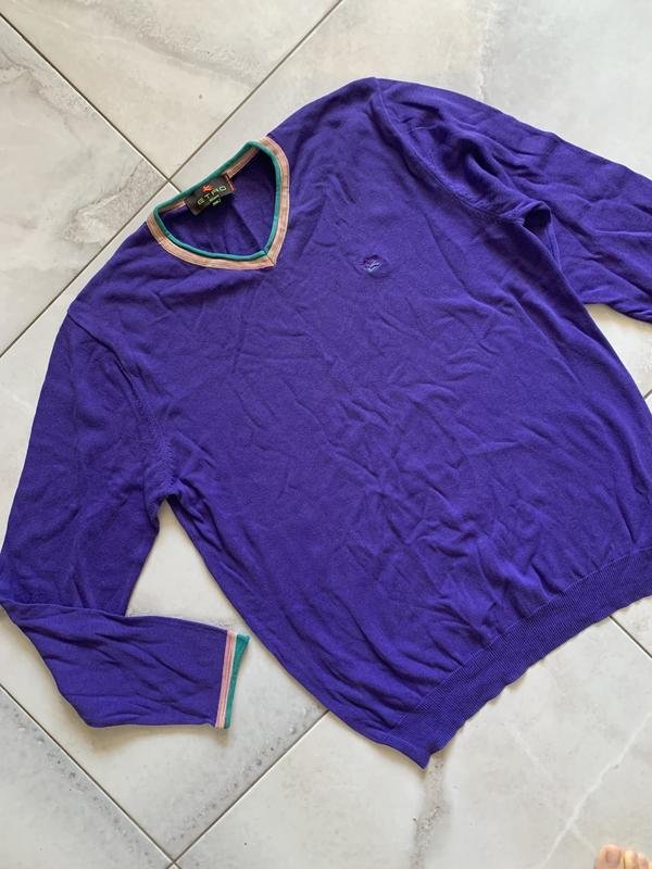Herren Etro Pullover Flieder Baumwolle 40 /L / 48