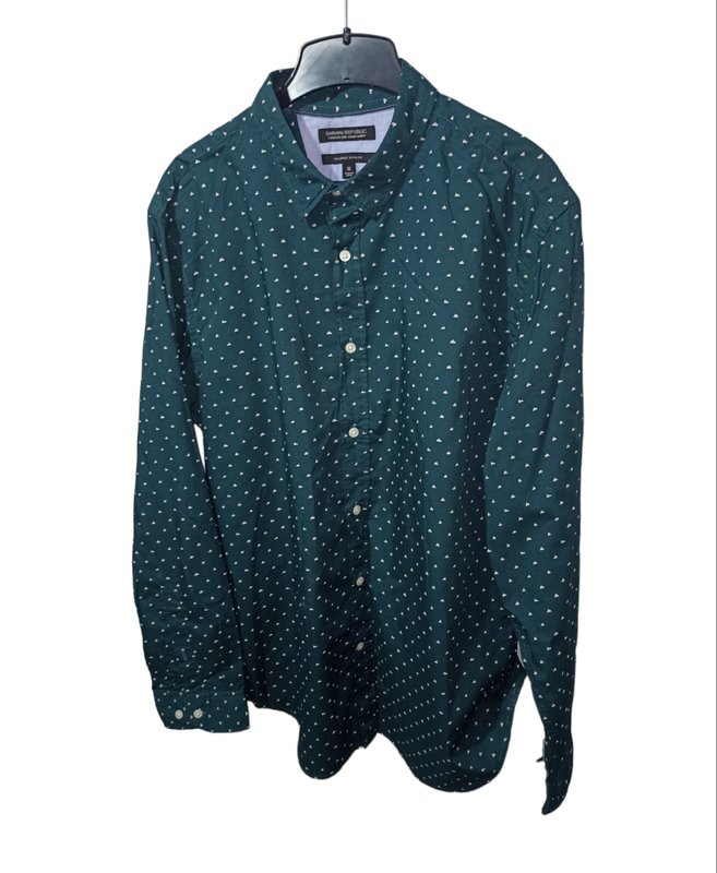 Men Banana Republic Shirt Green Cotton 42 / XL /