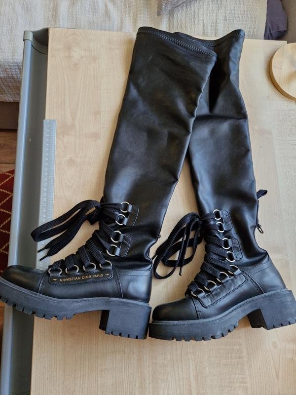 Women Christian Dior Boots Black Leather 38