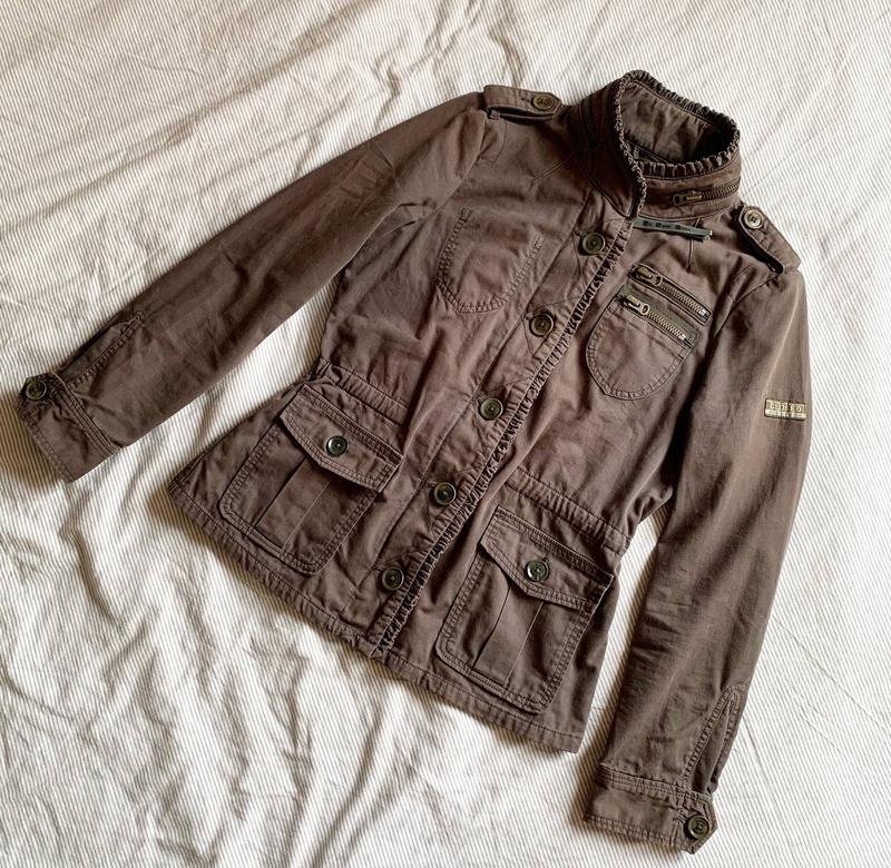 Women Closed Jacket Brown Cotton 36