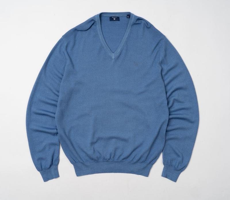 Мужской Gant Свитер Тёмно-синий Шерсть 40 /L / 48