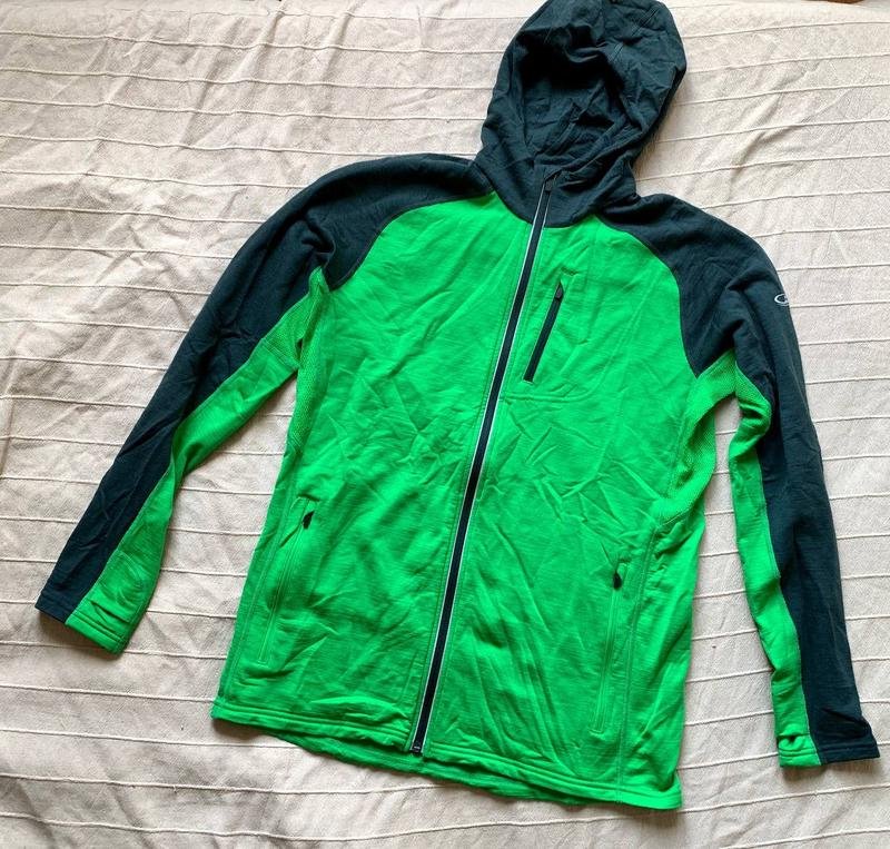 Herren Icebreaker Kapuzenpullover Grün Wolle 38 /