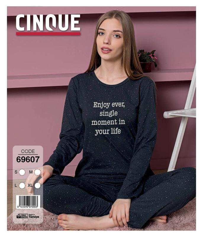 Women Cinque Pajamas Navy Cotton 36 / S / 44