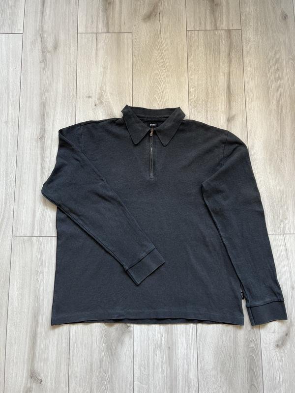 Мужской Hugo Boss Поло Лонгслив Серый 38 / M / 46