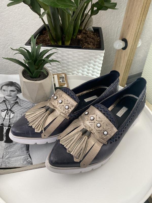 Женские Bugatti Лоферы Тёмно-синий Кожа 40