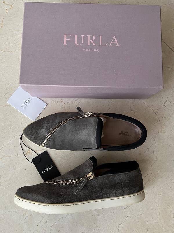 Damen Furla Loafers Grau Wildleder 39.5