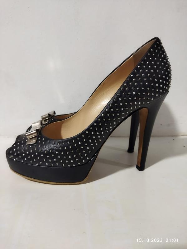 Damen Ballin Absätze Schwarz Leder 39