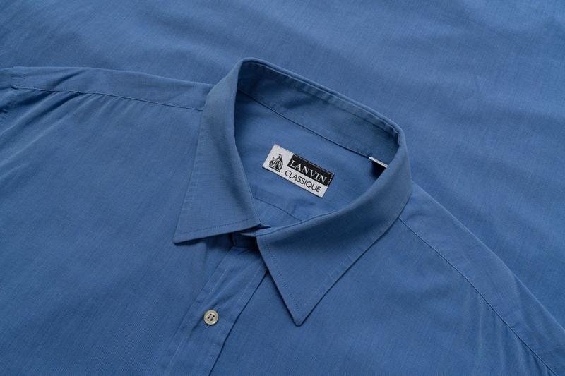 Herren Lanvin Hemd Marineblau Baumwolle 42 / XL /