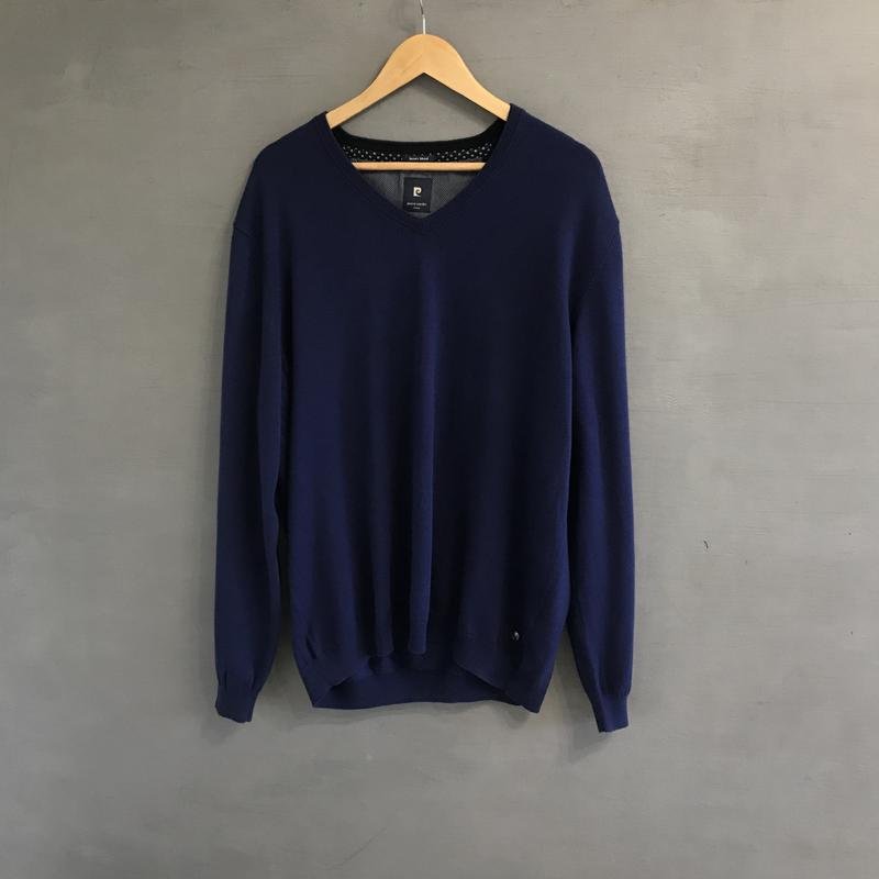 Uomo Pierre Cardin Maglione Blu Navy Cotone 44 /
