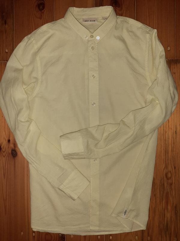 Men DKNY Shirt Yellow Cotton 38 / M / 46