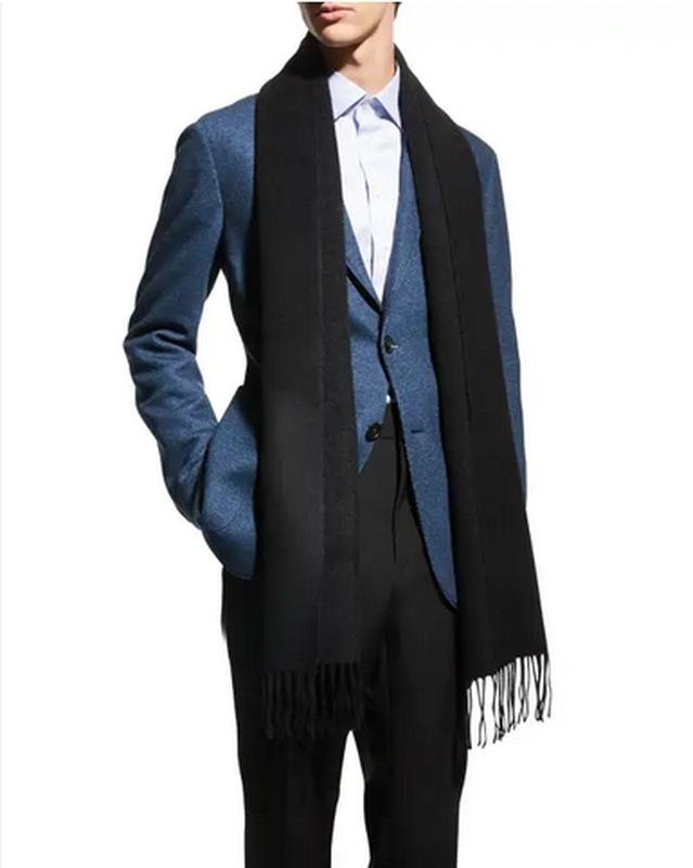 Homme Eton Écharpe Noire Laine