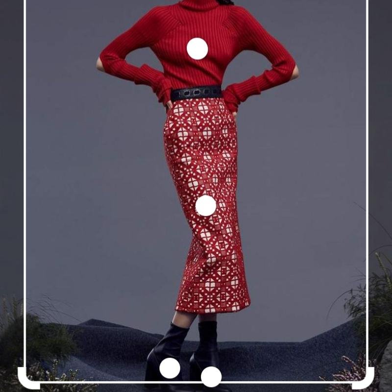 Damen Christian Dior Rock Rot Wolle 34