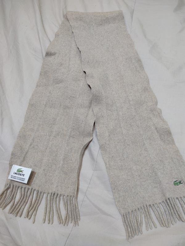 Femme Lacoste Écharpe Beige Cachemire Taille