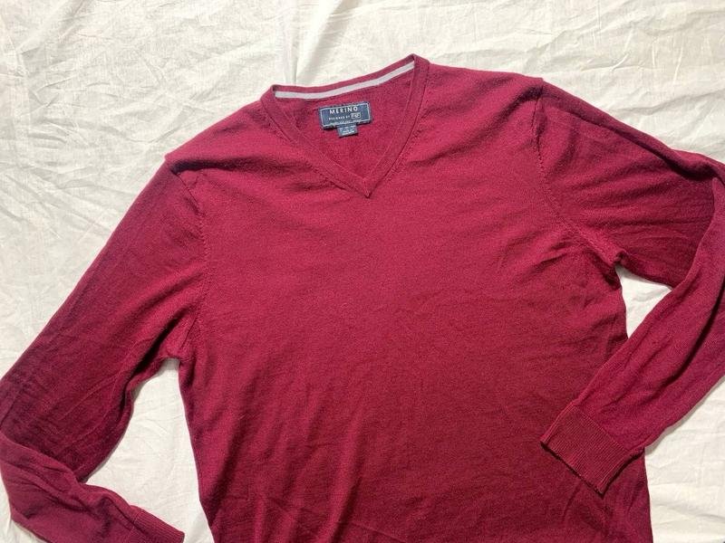 Herren F&F Pullover Burgunder Wolle 40 /L / 48