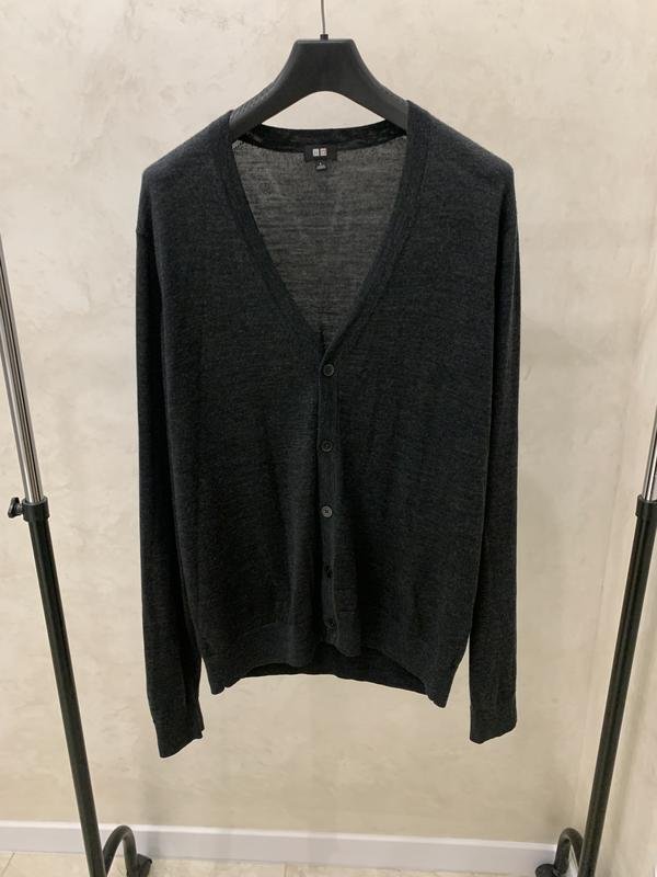 Мужской Uniqlo Свитер Серый Шерсть 40 /L / 48