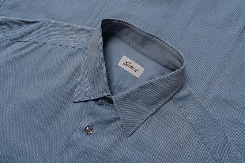 Herren Brioni Hemd Marineblau Baumwolle 42 / XL /