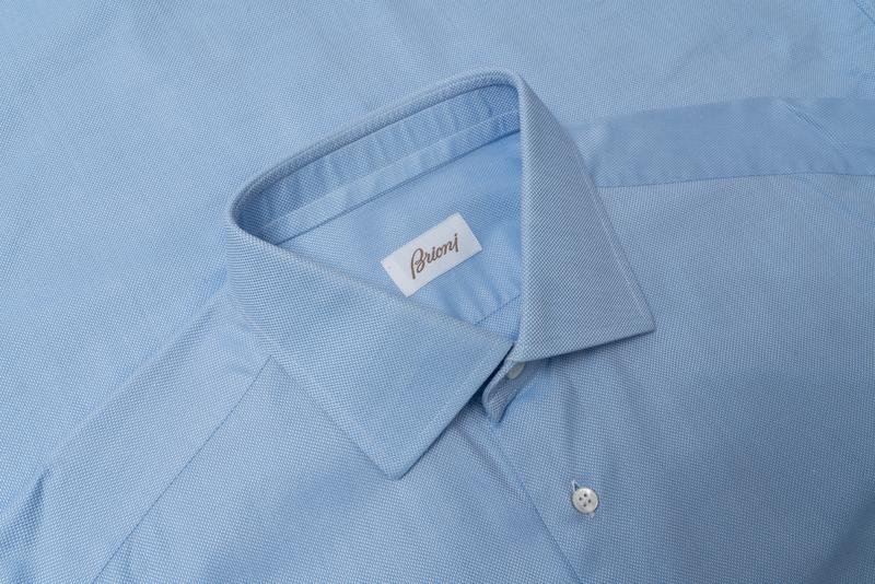 Men Brioni Shirt Blue Cotton 40 /L / 48