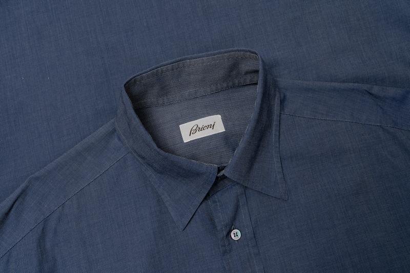 Men Brioni Shirt Navy Cotton 44 / XXL / 52