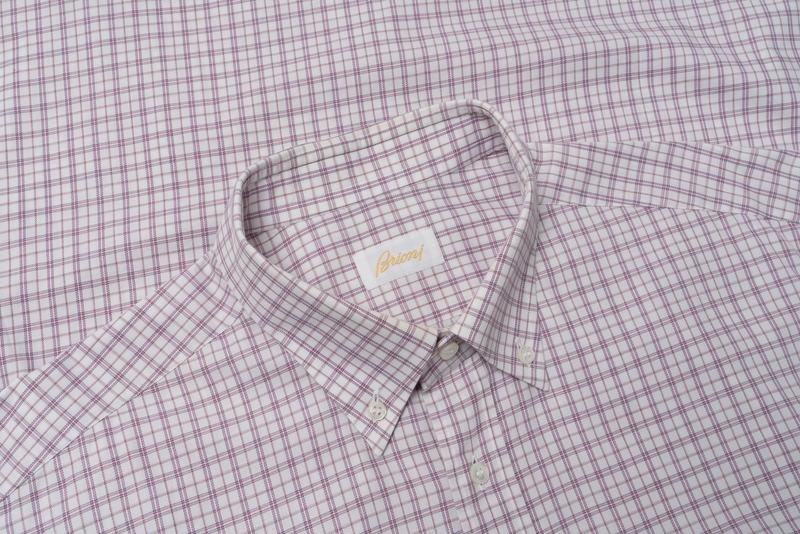 Uomo Brioni Camicia Borgogna Cotone 44 / XXL / 52