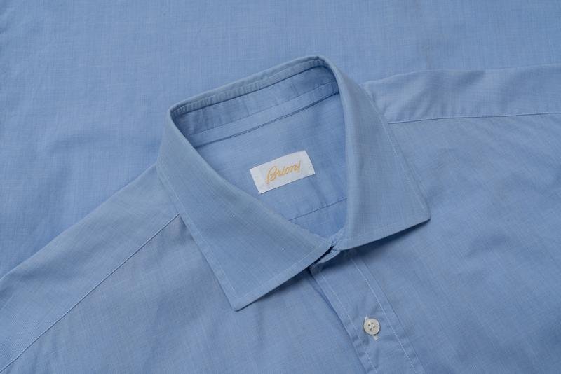 Men Brioni Shirt Navy Cotton 42 / XL / 50