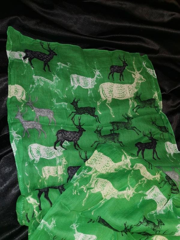 Women Heritage and Harlequin Scarf Green Cotton