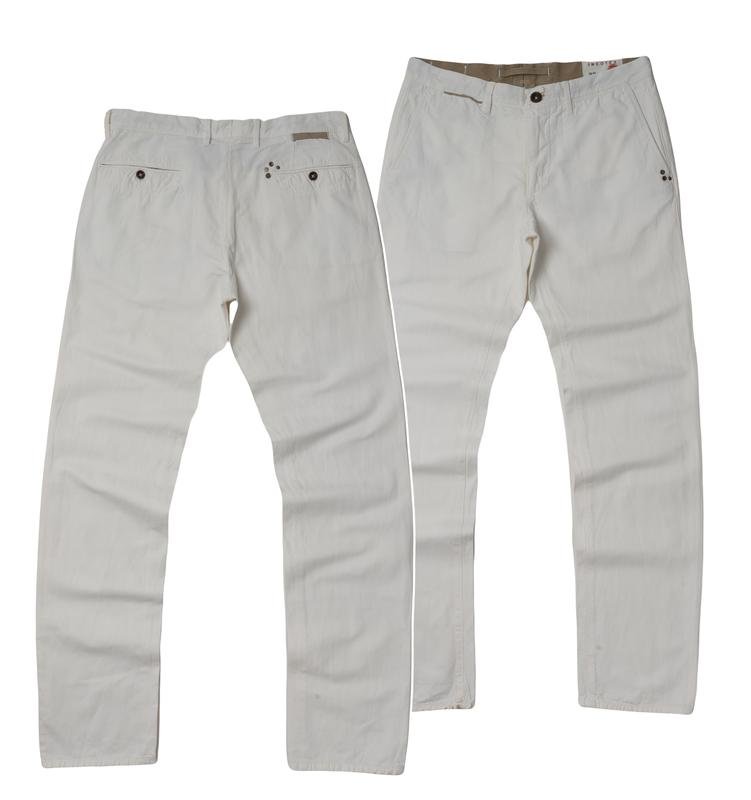 Мужские Incotex Брюки Белые Хлопок/Лен 33 / L / 48