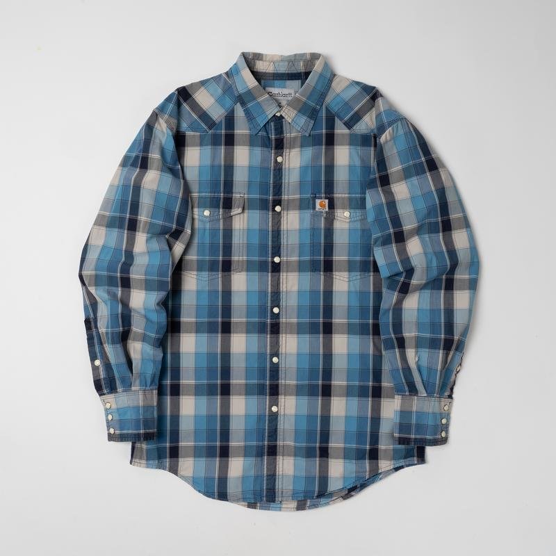 Мужская Carhartt Рубашка Тёмно-синий Хлопок 38 / M